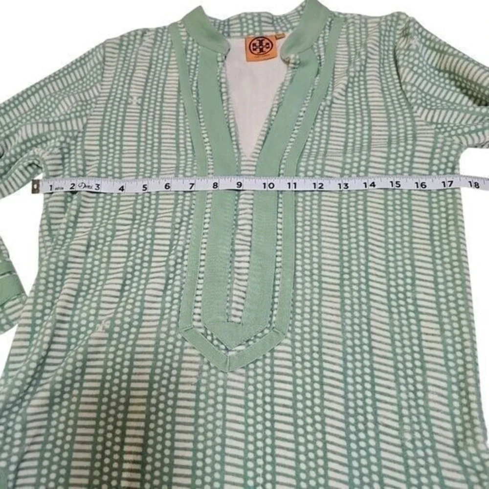 Tory Burch Mint Green Geometric Print Tunic Top 100% Cotton‎ Beach Cover Up XS